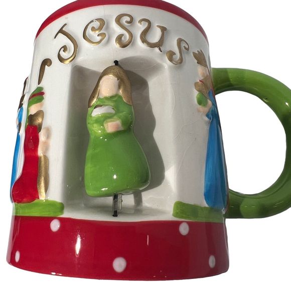 Nativity Ceramic Mug from Faith At Home 2007 Christmas w/Rotating Mary and Baby - Picture 4 of 8